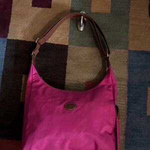 Longchamp Pink Le Pliage Side Pocket Hobo Crossbody Bag